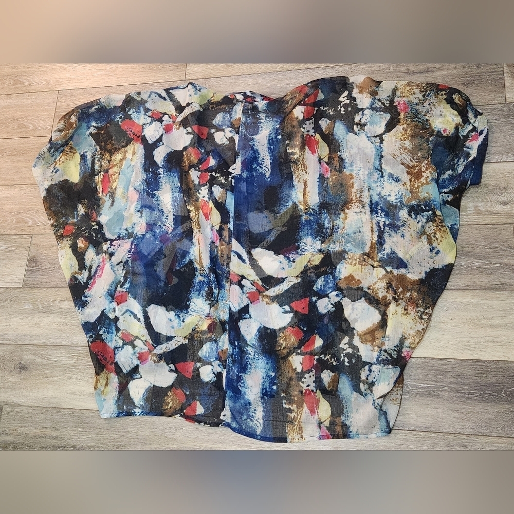 Alain Weiz Abstract Multicolor Butron Up Kimono T… - image 2